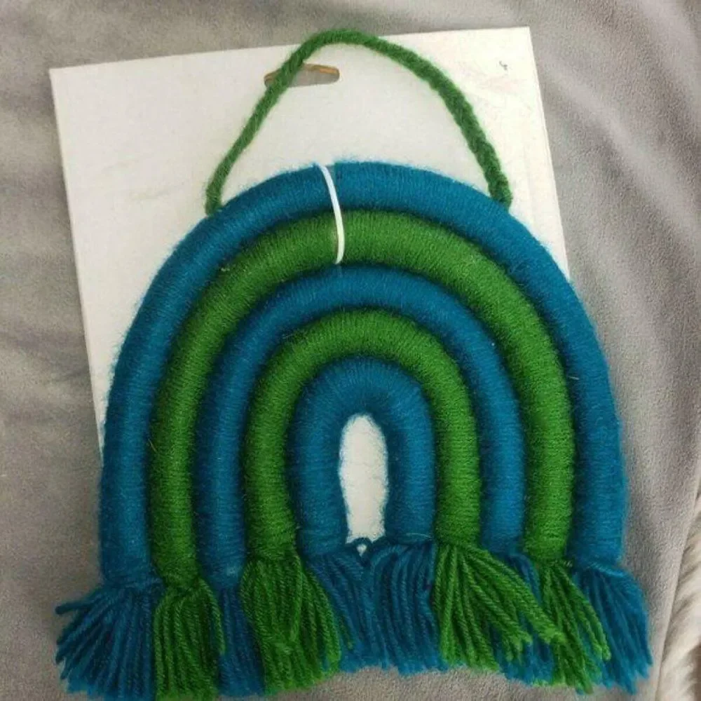 Boho woven macrame Rainbow Green‎ blue Wall Hanging Decor decorations